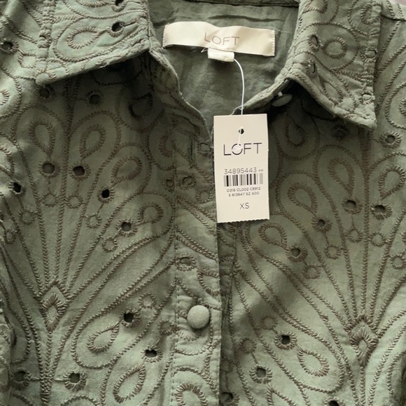 NWT LOFT Button Front Eyelet Sleeveless Shirtwaist Dress, Size XS - Picture 5 of 7